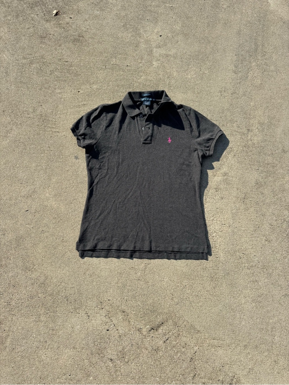 Ralph Lauren Polo Shirt with Pink Pony - gray